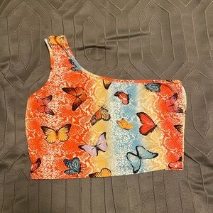 Butterfly one-strap tank top